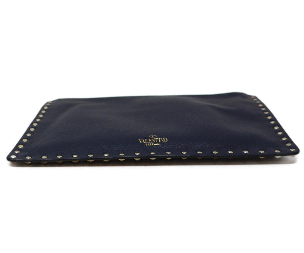 Valentino Navy Blue Leather Studded Clutch - Michael's Consignment NYC