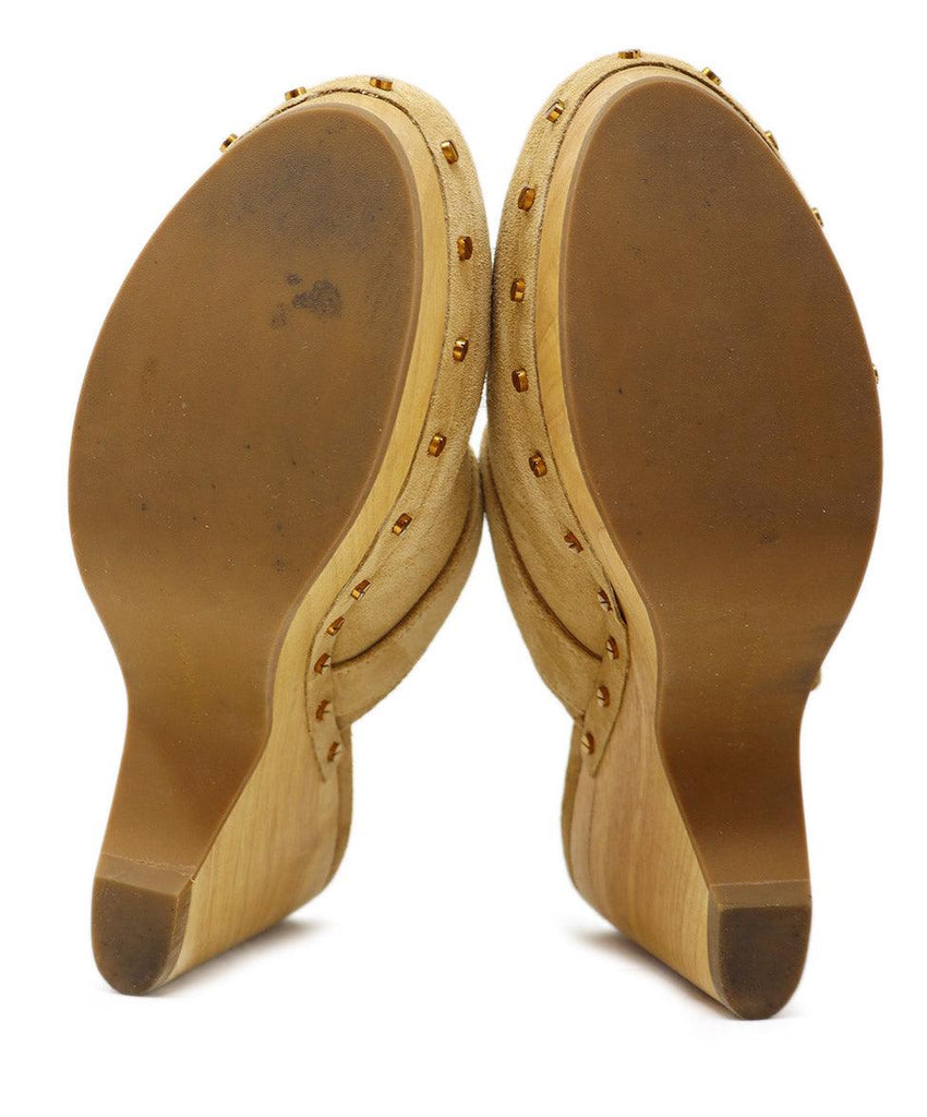 Veronica Beard Beige Suede Wood Clogs sz 7 - Michael's Consignment NYC