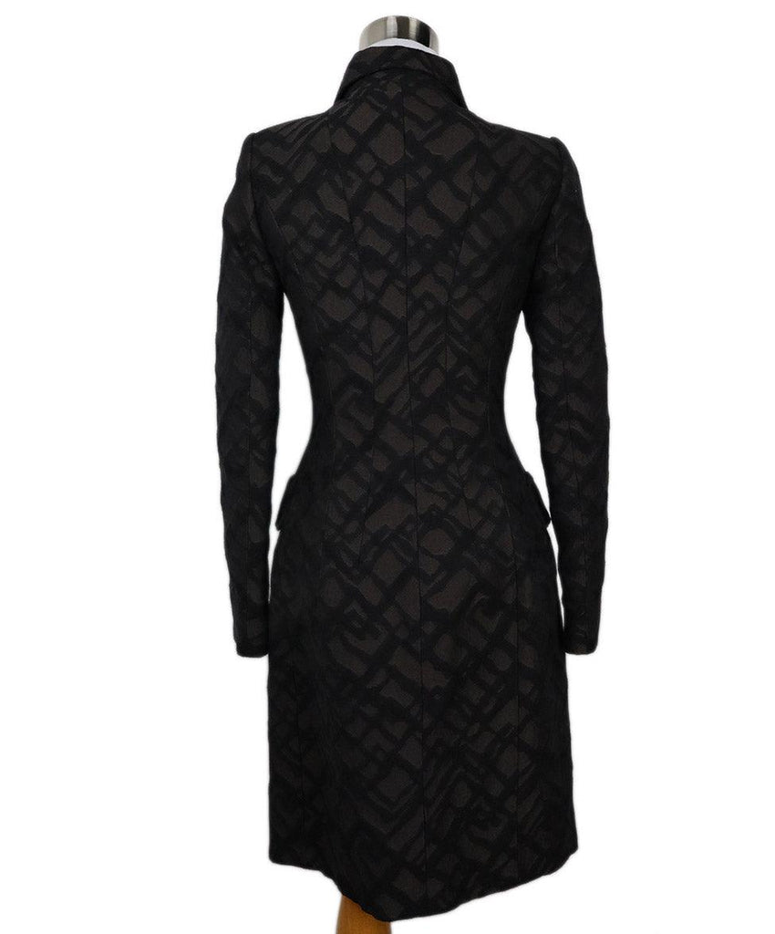 Versace Black & Brown Print Wool Coat sz 4 - Michael's Consignment NYC