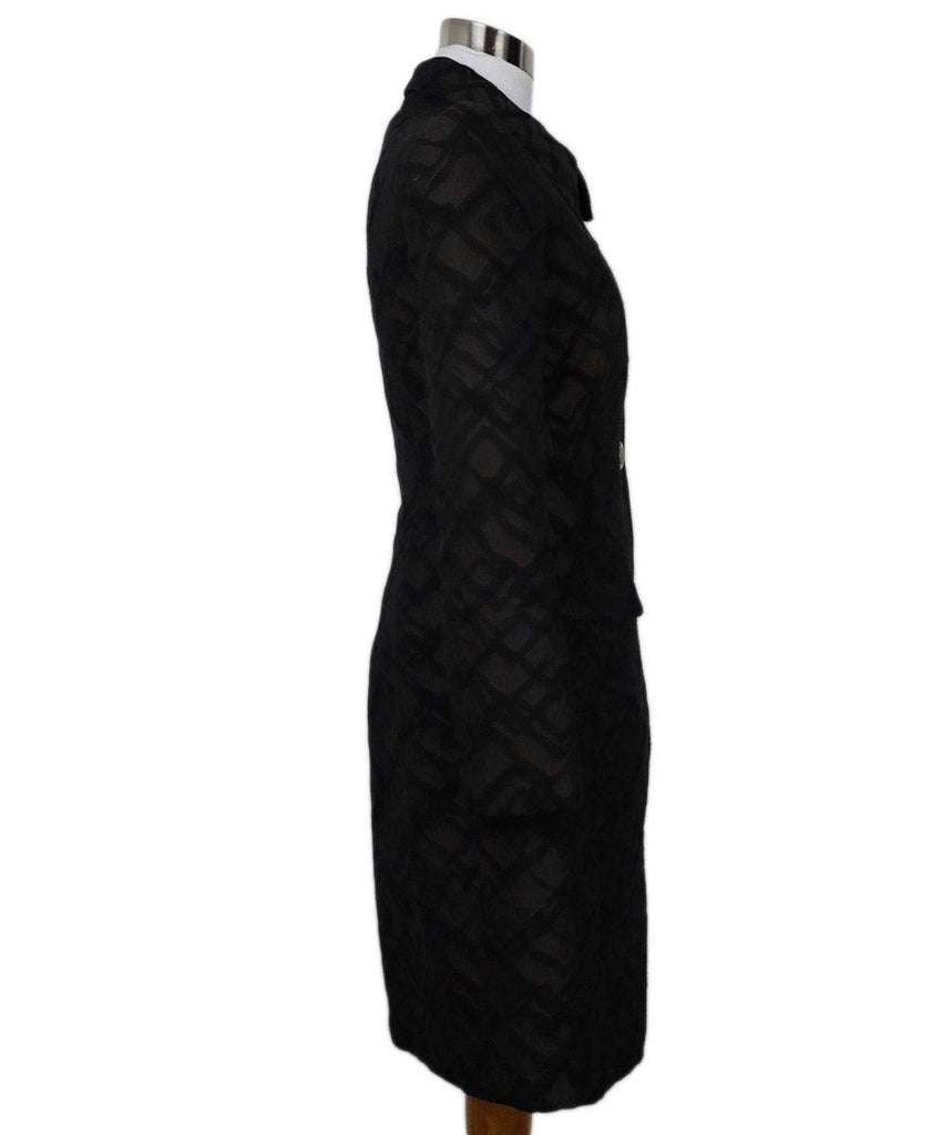 Versace Black & Brown Print Wool Coat sz 4 - Michael's Consignment NYC