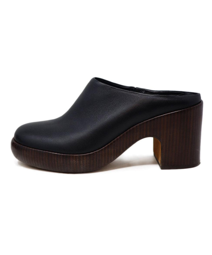 Vince Black Leather & Wood Heeled Mules sz 9.5 - Michael's Consignment NYC