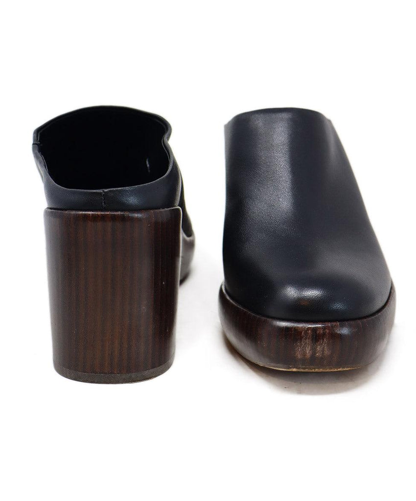 Vince Black Leather & Wood Heeled Mules sz 9.5 - Michael's Consignment NYC