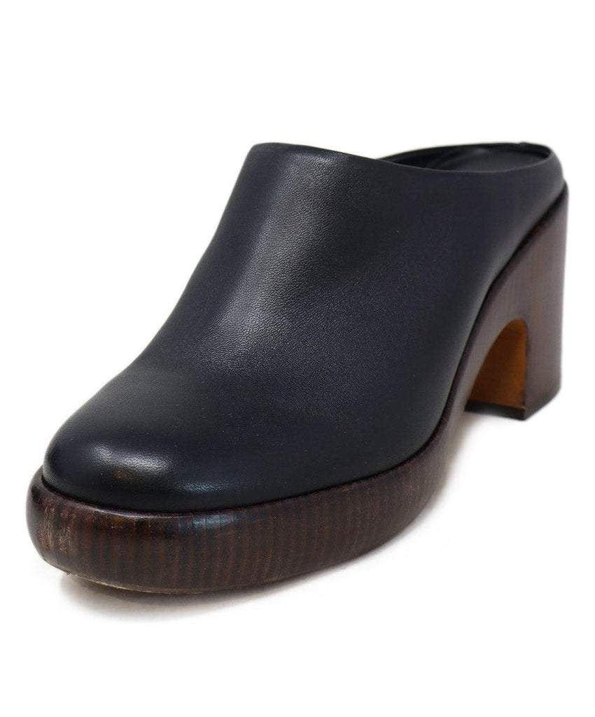Vince Black Leather & Wood Heeled Mules sz 9.5 - Michael's Consignment NYC