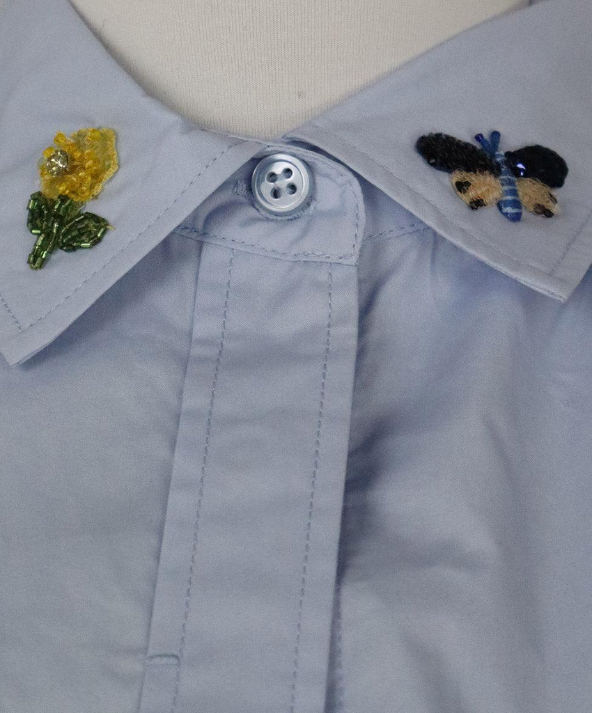 Weekend by Max Mara Embroidered Blue & White Shirt sz 4 - Michael's Consignment NYC