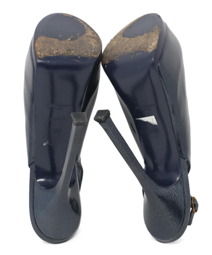 YSL Navy Patent Leather Platform Heels sz 8.5 - Michael's Consignment NYC