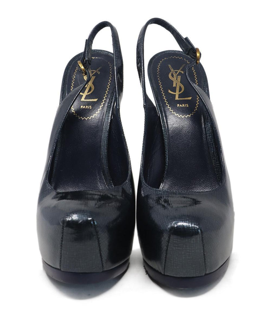 YSL Navy Patent Leather Platform Heels sz 8.5 - Michael's Consignment NYC