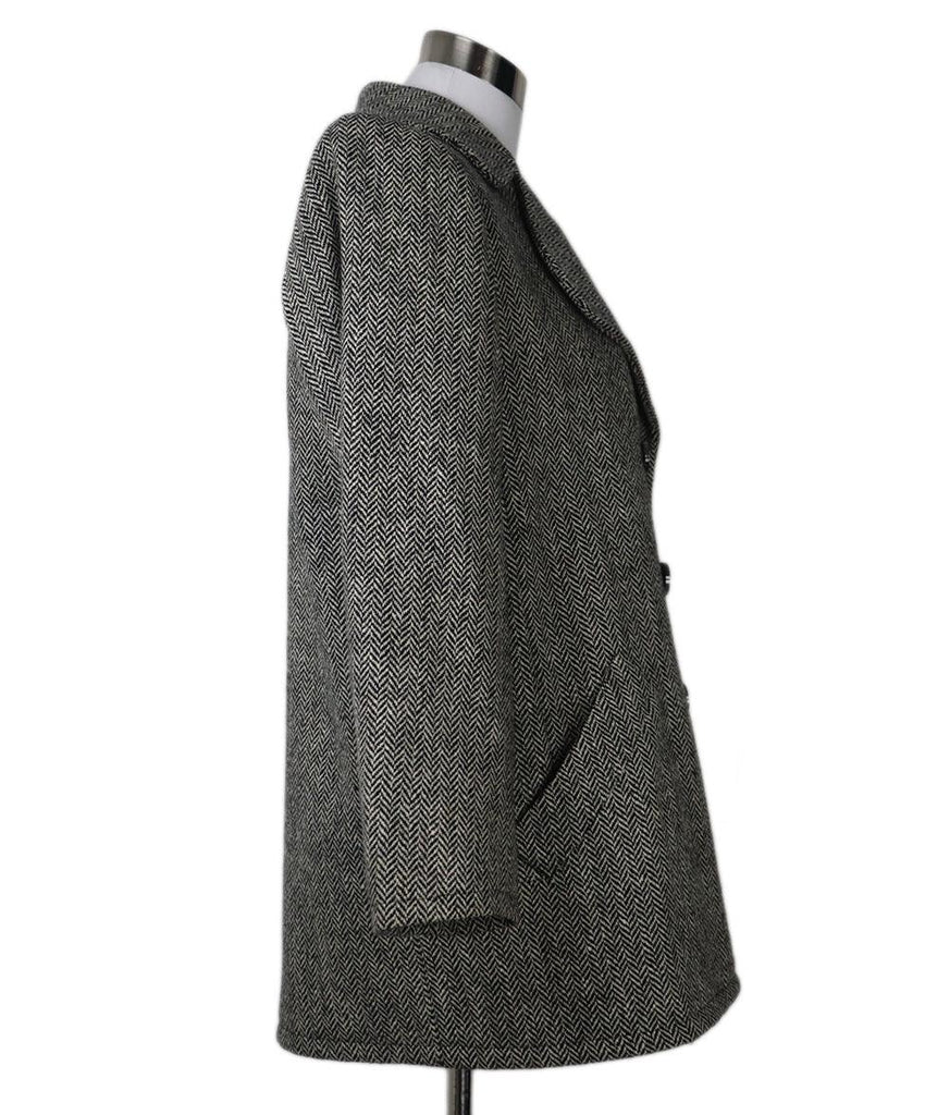 YSL Vintage B&W Herringbone Coat sz 6 - Michael's Consignment NYC