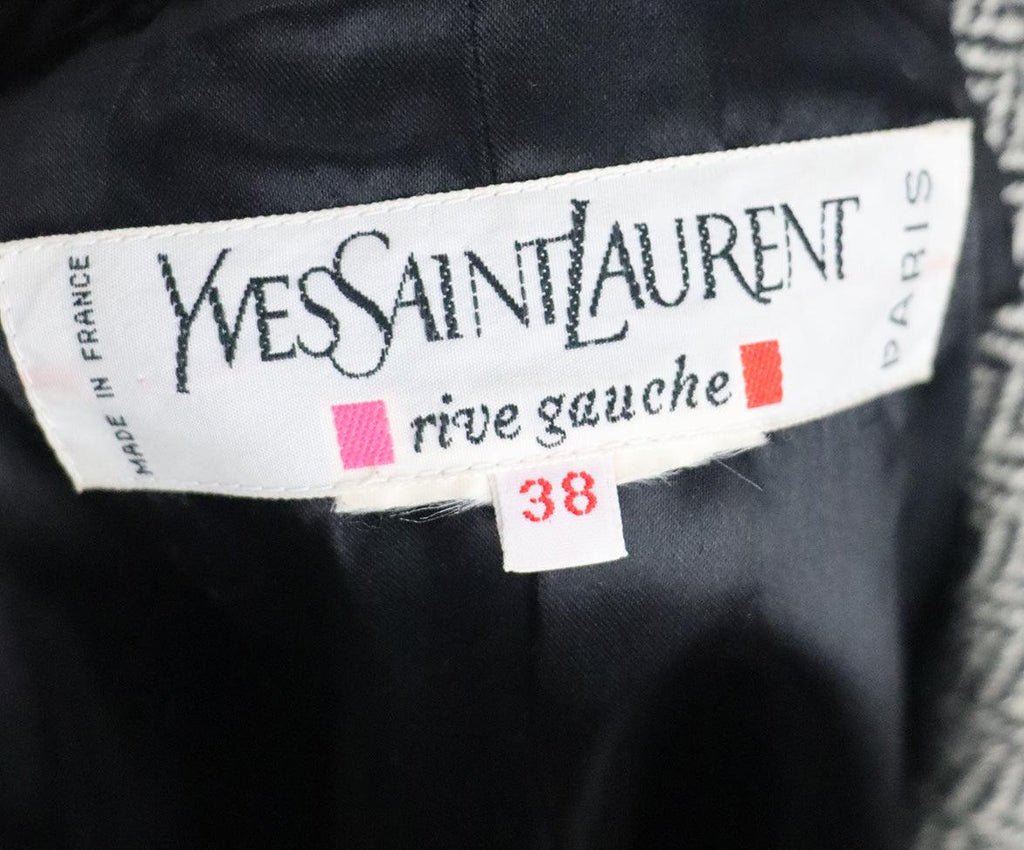 YSL Vintage B&W Herringbone Coat sz 6 - Michael's Consignment NYC