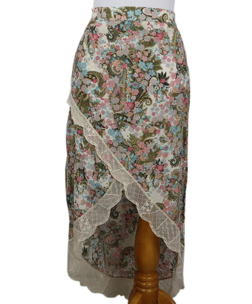Zadig & Voltaire Floral Print Lace Trim Skirt sz 0 - Michael's Consignment NYC