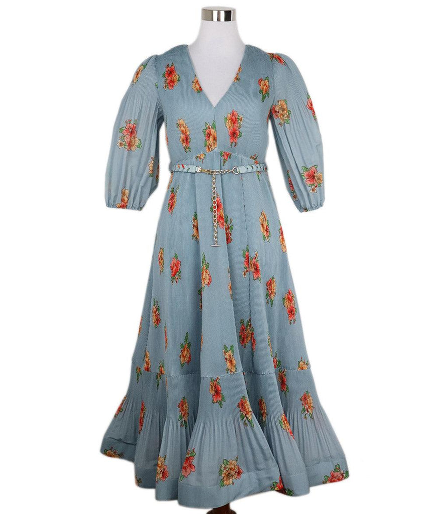 Zimmerman Blue Floral Print Pleated Dress sz 0 - Michael's Consignment NYC
